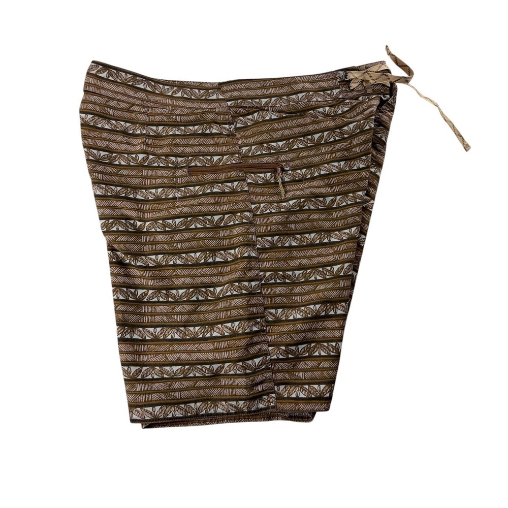 Patagonia Mens Minimalist Wavefarer Board Shorts 34 Brown Tapa Stripe 86769 NWT - Picture 3 of 14